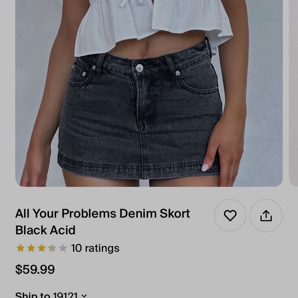 White Fox Boutique Black Acid Denim Mini Skort